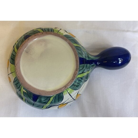 Mexican Talavera Pottery Colorful Calla Lilies Soup Bowl w/Handle and Lid Salsa - Picture 9 of 13
